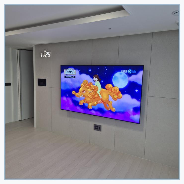 브라켓 후면 공간을 고려해 벽걸이 위치를 계획할 때의 이미지 — 기존 TV 모델별, 관악·동작 이전 참고
